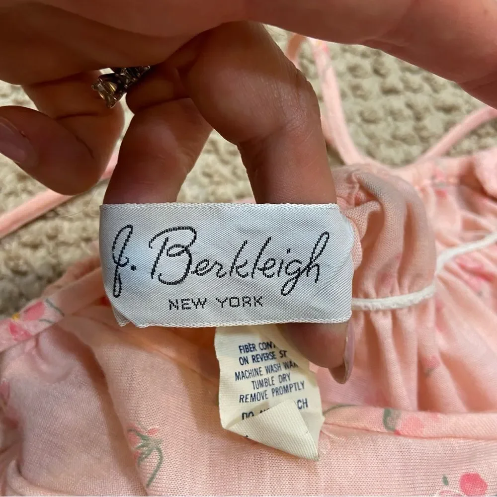 Vintage‎ J. Berkleigh Vintage Pink Floral Long Nightgown Size Small